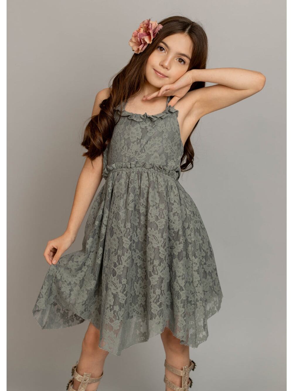 Joyfolie Mia Joy Sonyah Dress in Neutral Green Girl’s Size 7